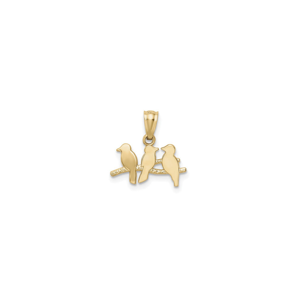 Bird Trio on Branch Pendant (14K) front - Popular Jewelry - New York