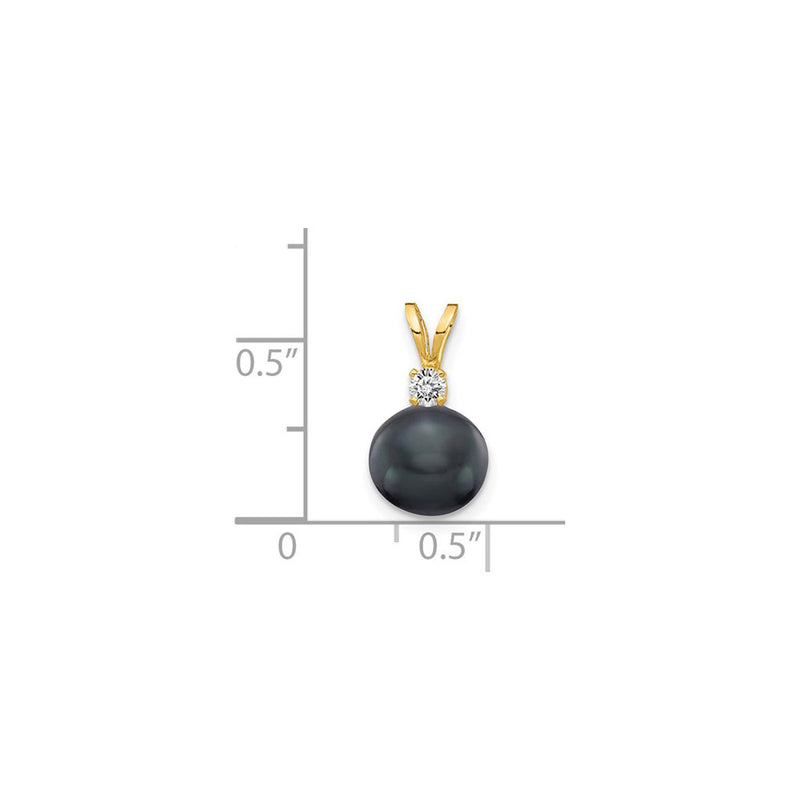 Black Freshwater Cultured Pearl Diamond Pendant (14K) scale - Popular Jewelry - New York