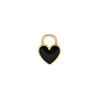 Schwarzer Herz-Emaille-Anhänger gelb (14K) vorne - Popular Jewelry - New York