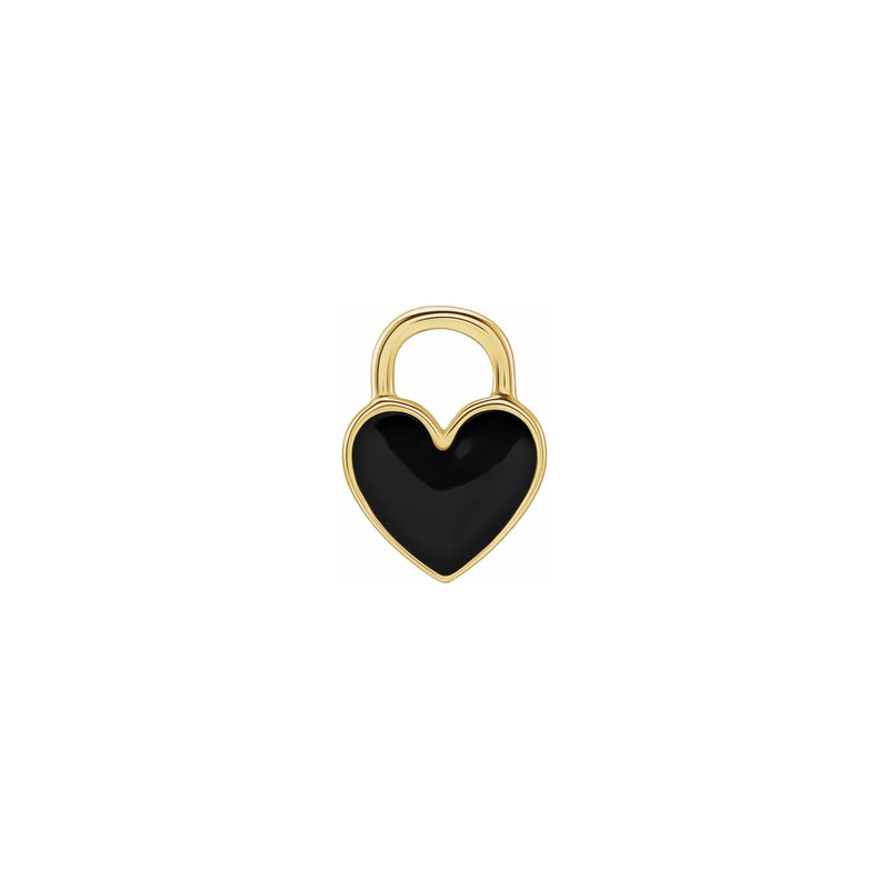 Black Heart Enameled Pendant yellow (14K) front - Popular Jewelry - New York