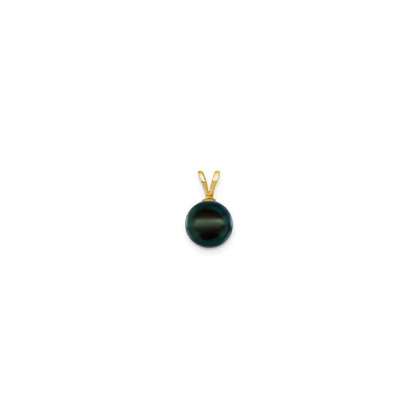 Black Saltwater Akoya Cultured Pearl Pendant (14K) front - Popular Jewelry - New York