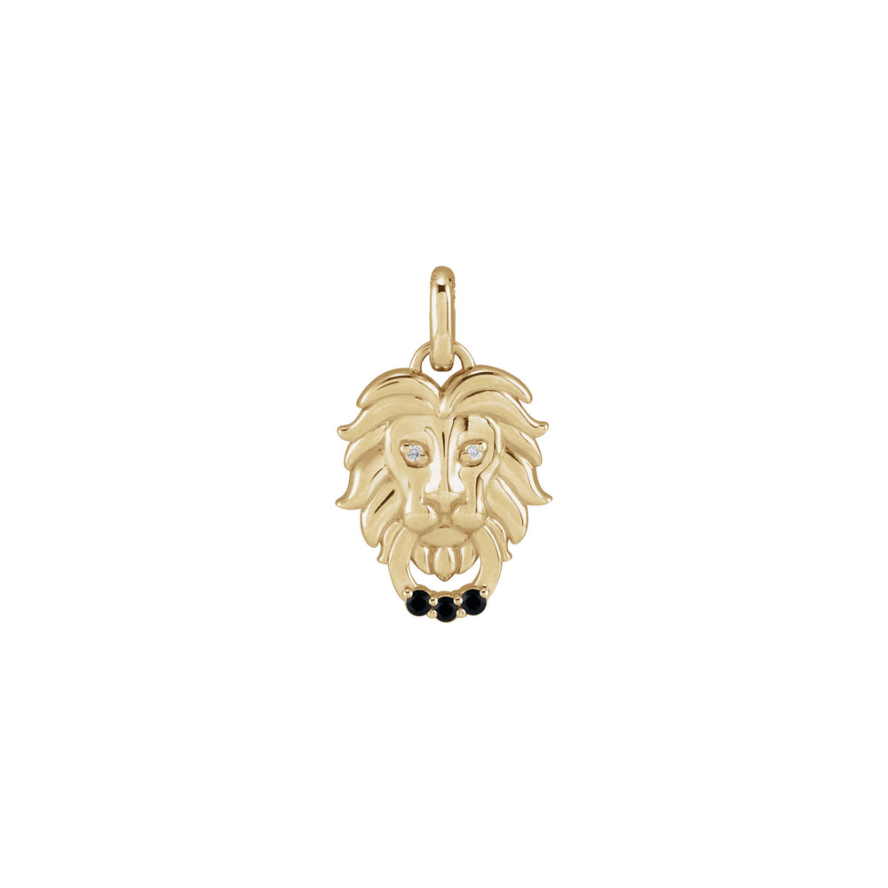 Black Spinel and Diamond Lion Head Pendant (14K) Popular Jewelry - New York