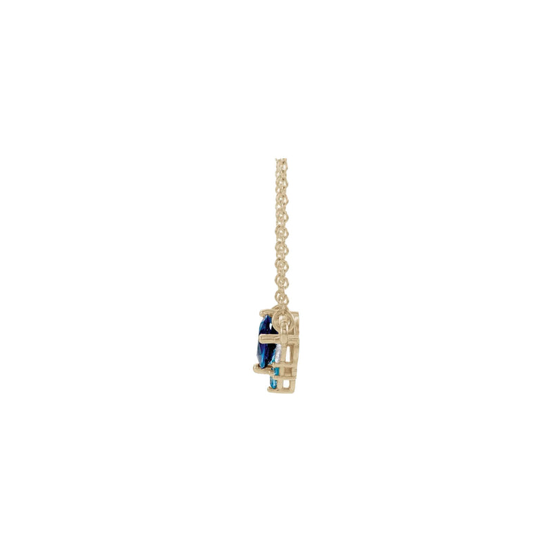 Blue Multi-Gemstone Cluster Necklace (14K) side - Popular Jewelry - New York