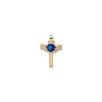 Blue Sapphire Claddagh Cross Pendant (14K) quddiem - Popular Jewelry - New York