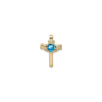 蓝色托帕石 Claddagh Cross 吊坠 (14K) 正面 - Popular Jewelry  - 纽约
