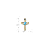 Blue Topaz Claddagh Cross Pendant (14K) scale - Popular Jewelry - Нью-Йорк