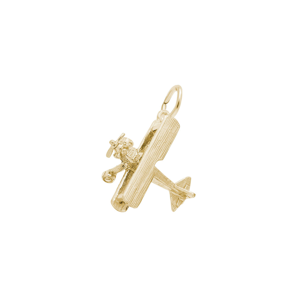 Brushed Finish Biplane Charm