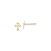 Budded Plain Cross Stud Earrings (14K) main - Popular Jewelry - New York