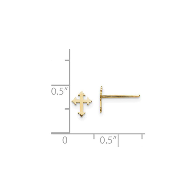 Budded Plain Cross Stud Earrings (14K) scale - Popular Jewelry - New York