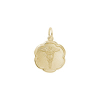 Caduceus Scalloped Disc Charm yellow (14K) main - Popular Jewelry - New York