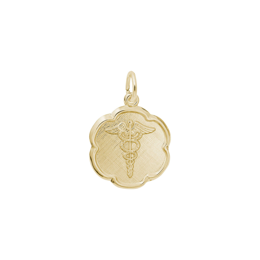 Caduceus Scalloped Disc Charm yellow (14K) main - Popular Jewelry - New York