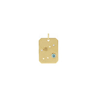 Cancer Aquamarine and Diamond Zodiac Constellation Pendant yellow (14K) front - Popular Jewelry - Novjorko
