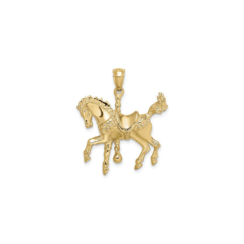 Carousel Horse with Tail Up Pendant (14K) front - Popular Jewelry - New York