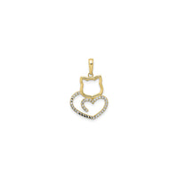 Cat and Heart Cut-Out Pendant (14K) front - Popular Jewelry - Nouyòk