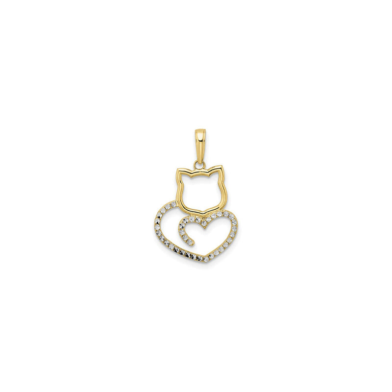 Cat and Heart Cut-Out Pendant (14K) front - Popular Jewelry - New York