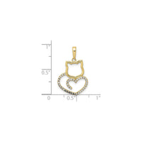 Cat and Heart Cut-Out Pendant (14K) scale - Popular Jewelry - Nouyòk