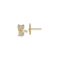 Cat with Bowtie CZ Stud Earrings (14K) main - Popular Jewelry - New York