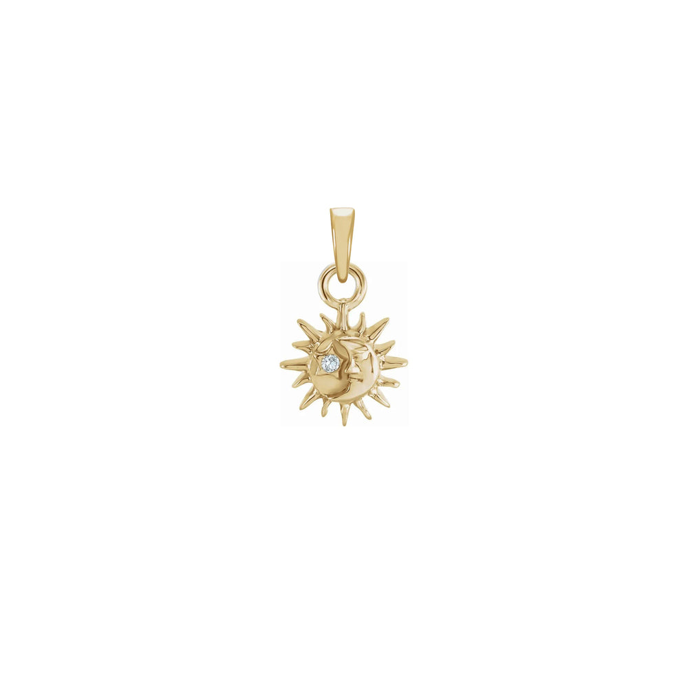 Celestial Sun and Moon Pendant yellow (14K) front - Popular Jewelry - New York