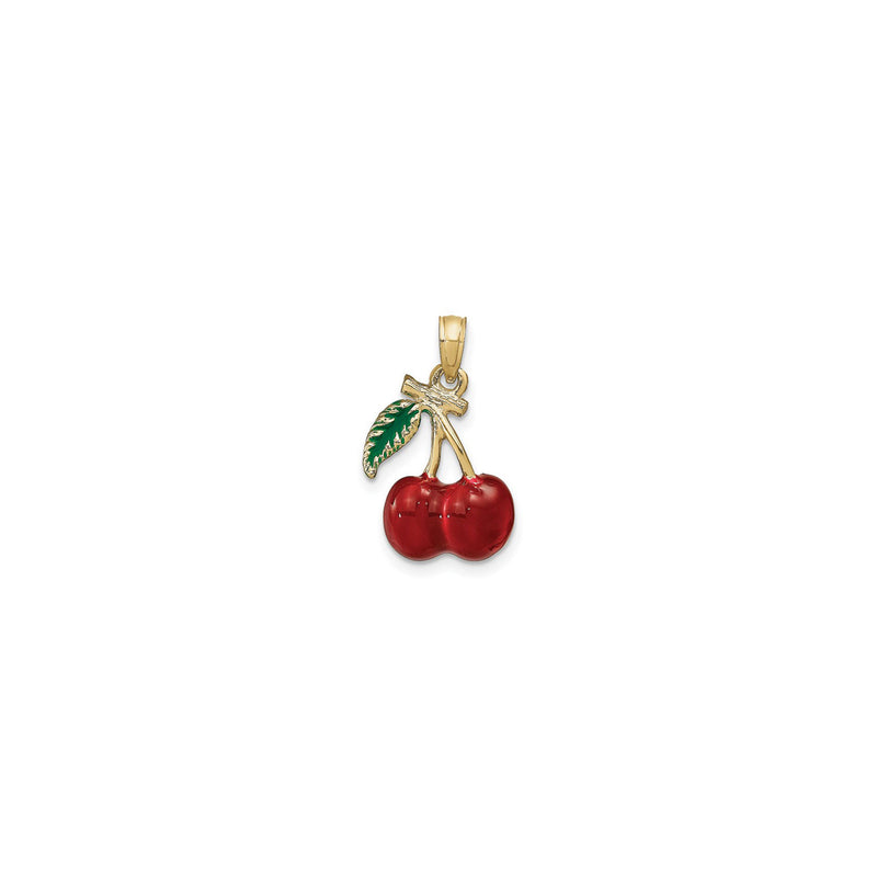Cherry Duo Fruit 3D Enameled Pendant (14K) front - Popular Jewelry - New York