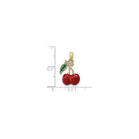 Cherry Duo Fruit 3D Enameled Pendant (14K) scale  - Popular Jewelry - New York