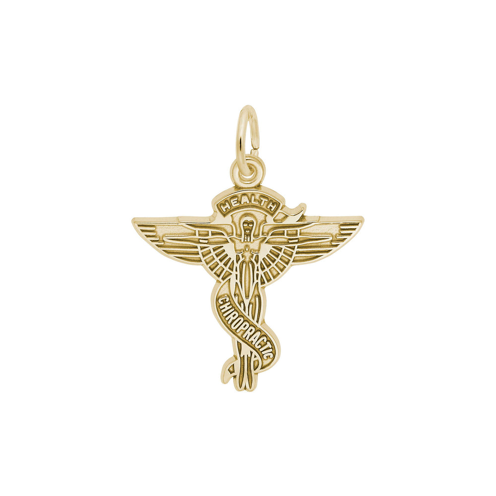 Chiropractic Caduceus Charm yellow (14K) main - Popular Jewelry - New York