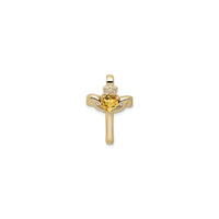 Citrine Claddagh Cross Pendant (14K) front - Popular Jewelry - New York