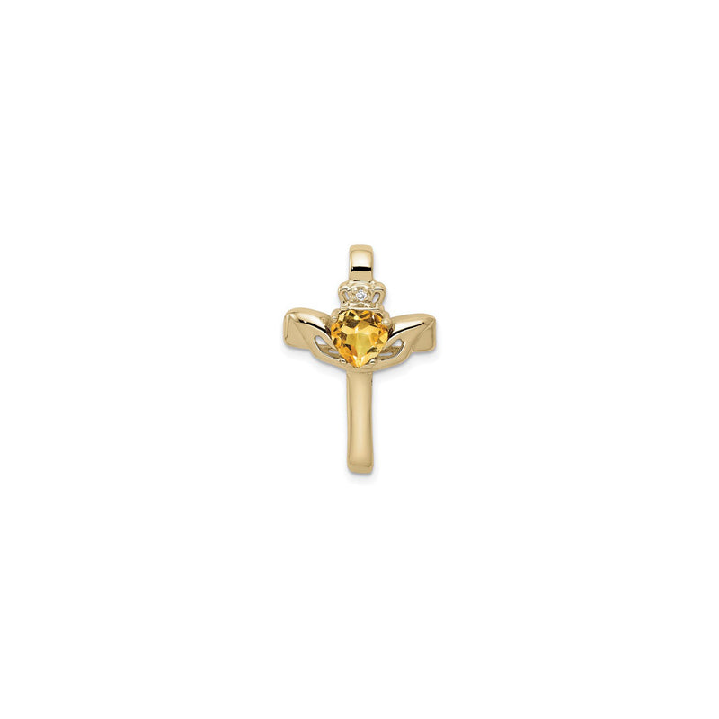 Citrine Claddagh Cross Pendant (14K) front - Popular Jewelry - New York