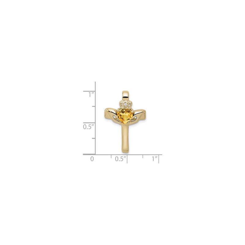 Citrine Claddagh Cross Pendant (14K) scale - Popular Jewelry - New York