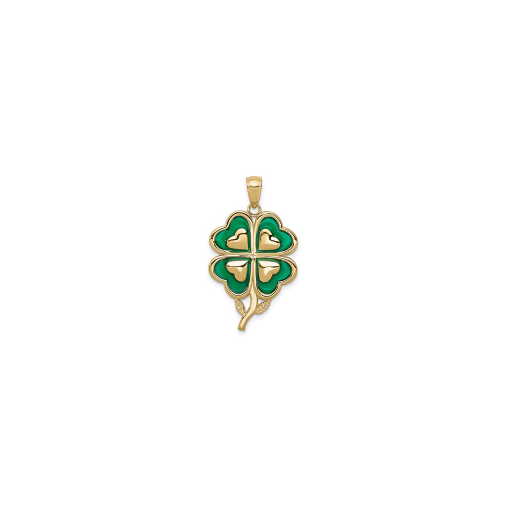Clover Enameled Pendant (14K) front - Popular Jewelry - New York