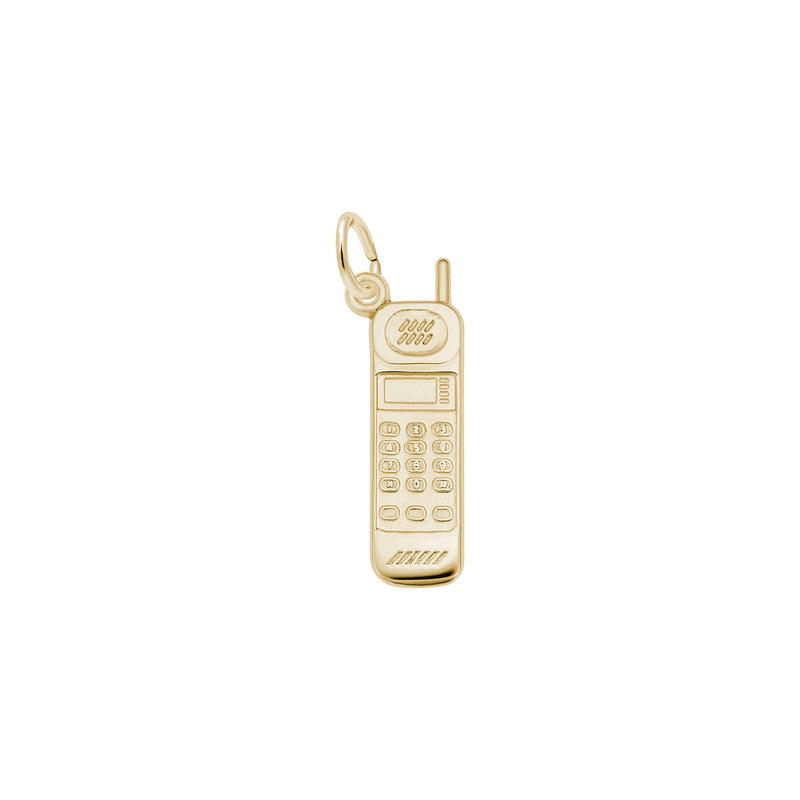 Cordless Phone Charm yellow (14K) main - Popular Jewelry - New York