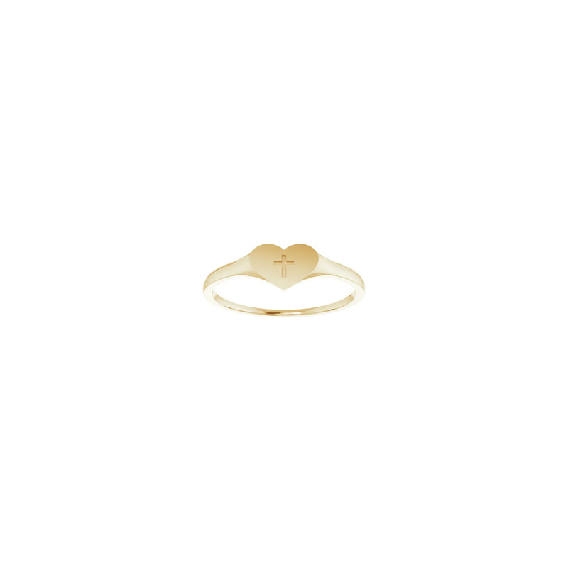 Cross Stamped Signet Pinky Ring (14K) front - Popular Jewelry - New York