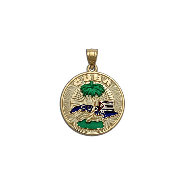 Cuba Enamel Medallion Pendant (14K)