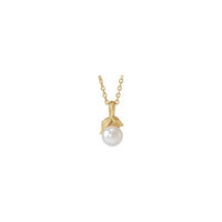 Kultivovaný biely perlový kvetinový náhrdelník Akoya (14K) vpredu - Popular Jewelry - New York