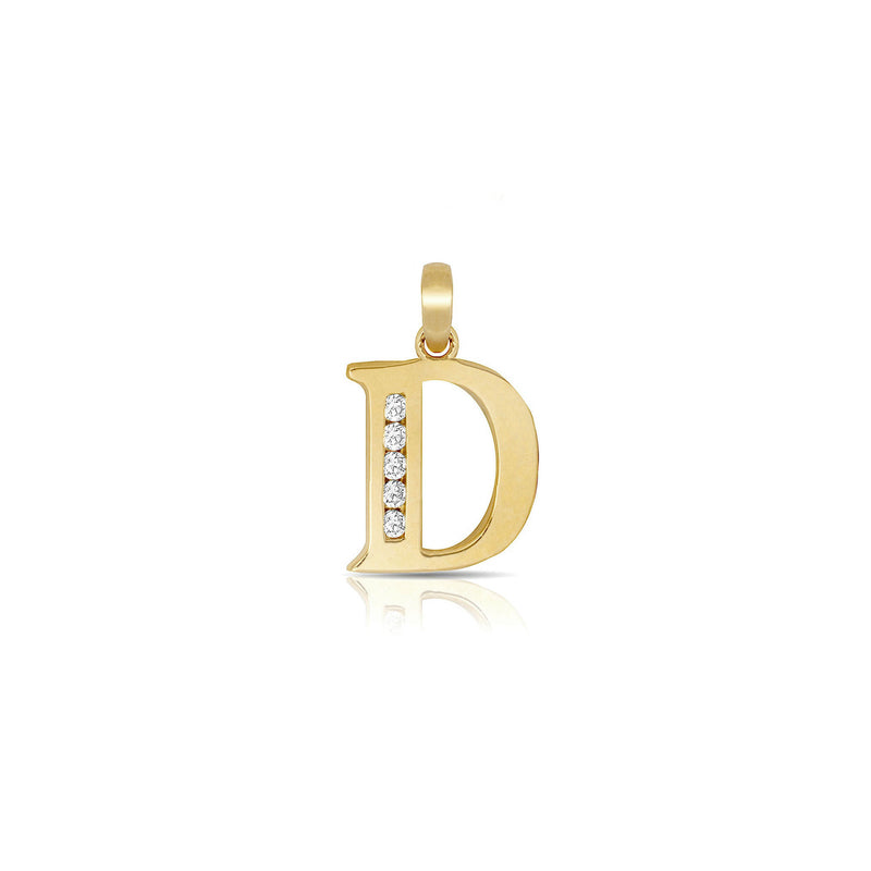 D Icy Initial Letter Pendant (14K) main - Popular Jewelry - New York