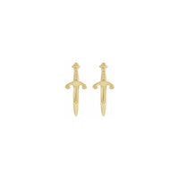 Dagger Stud Earrings yellow (14K) front - Popular Jewelry - New York