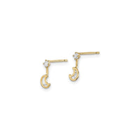 Dangling Moon Cubic Zirconia Earrings (14K) side  - Popular Jewelry - New York