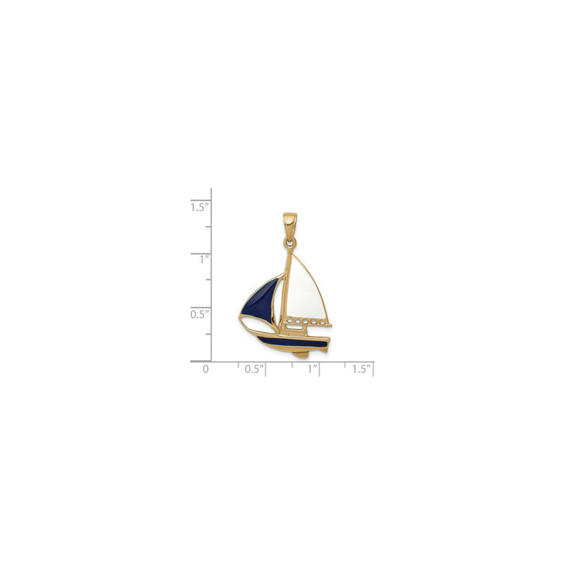 Deep Blue Sailboat Pendant (14K) scale - Popular Jewelry - New York