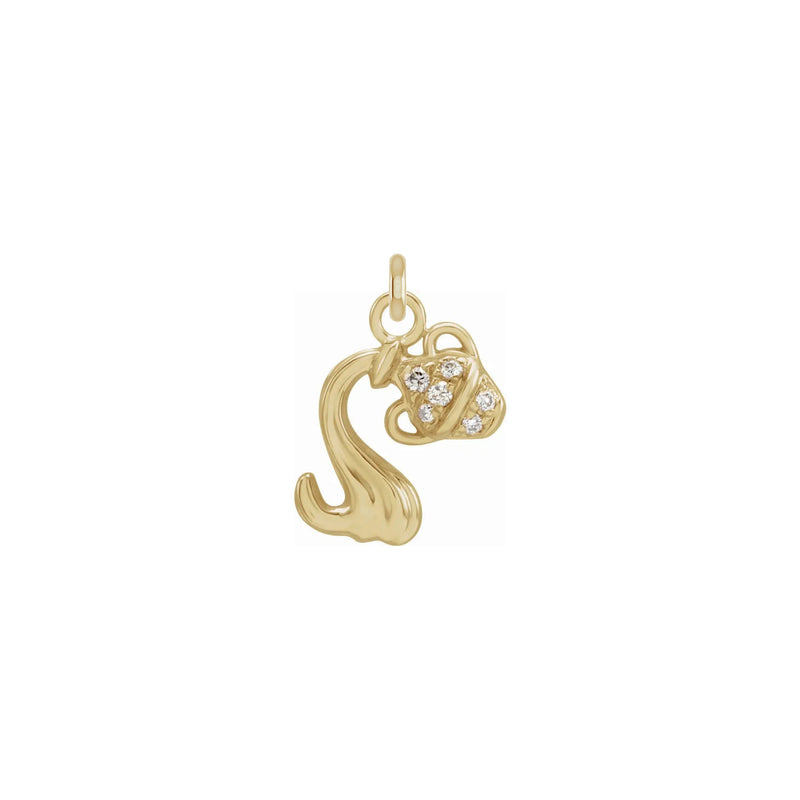 Diamond Aquarius Zodiac Pendant (14K) front - Popular Jewelry - New York