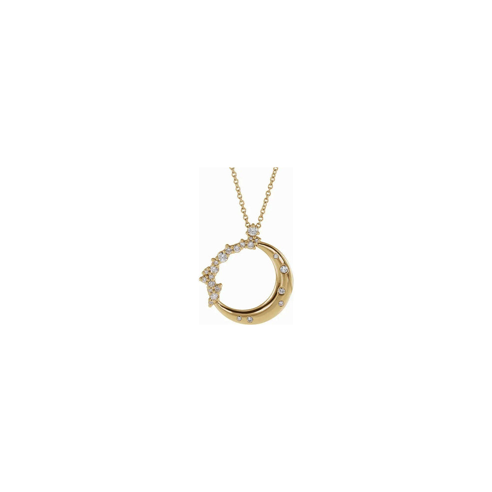 Diamond Crescent Moon Necklace (14K) front - Popular Jewelry - New York