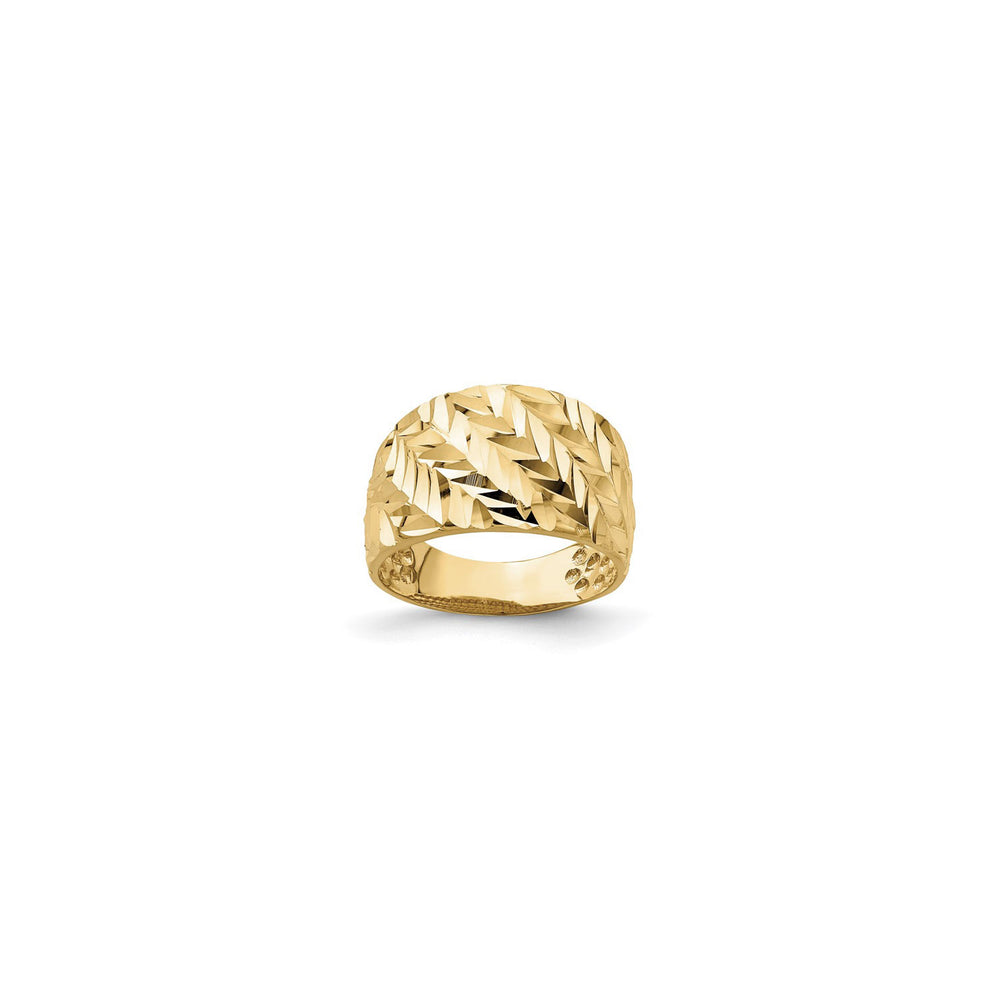 Diamond-Cut Oblique Stripes Domed Ring (14K) main - Popular Jewelry - New York