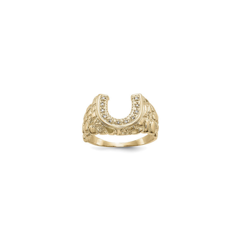 Diamond Encrusted Horseshoe Nugget Ring (14K) main - Popular Jewelry - New York