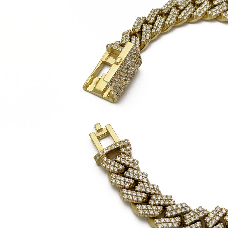 Diamond Iced Square Link Miami Cuban Bracelet (14K) lock  - Popular Jewelry - New York