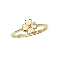 Diamond Incrusted Clover Stackable Ring (14K) main - Popular Jewelry - New York