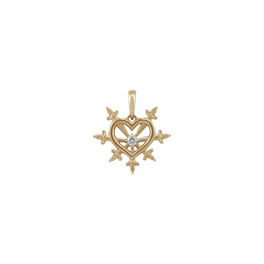 Diamond Our Lady of Sorrows Heart Pendant (14K) front - Popular Jewelry - New York