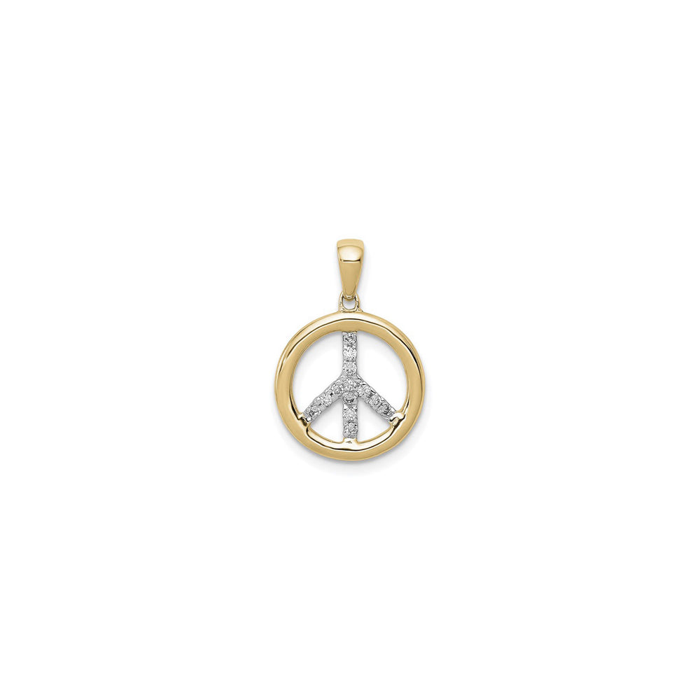 Diamond Peace Sign Two-Tone Pendant (14K) front - Popular Jewelry - New York