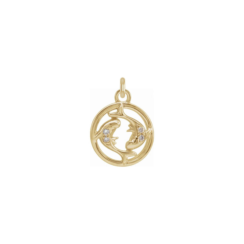 Diamond Pisces Zodiac Circle Pendant (14K) front - Popular Jewelry - New York