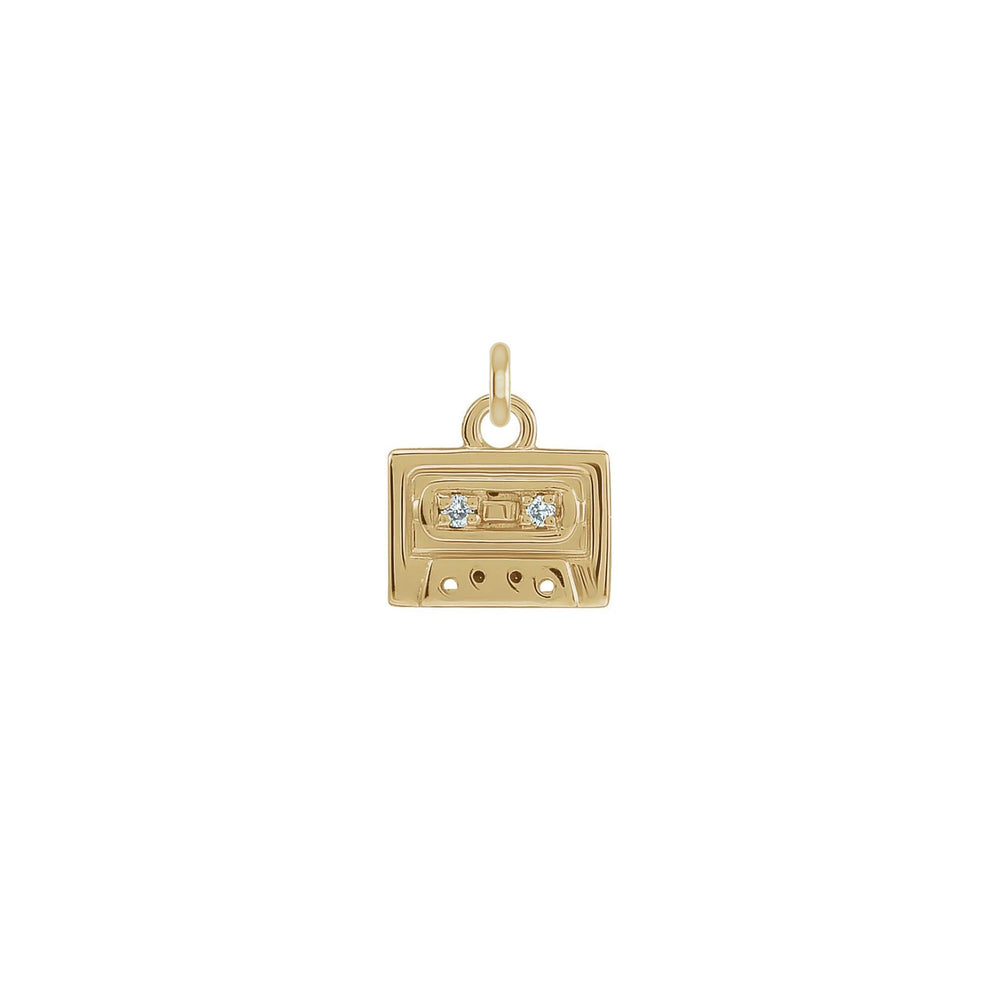 Diamond Radio Cassette Pendant (14K) front - Popular Jewelry - New York
