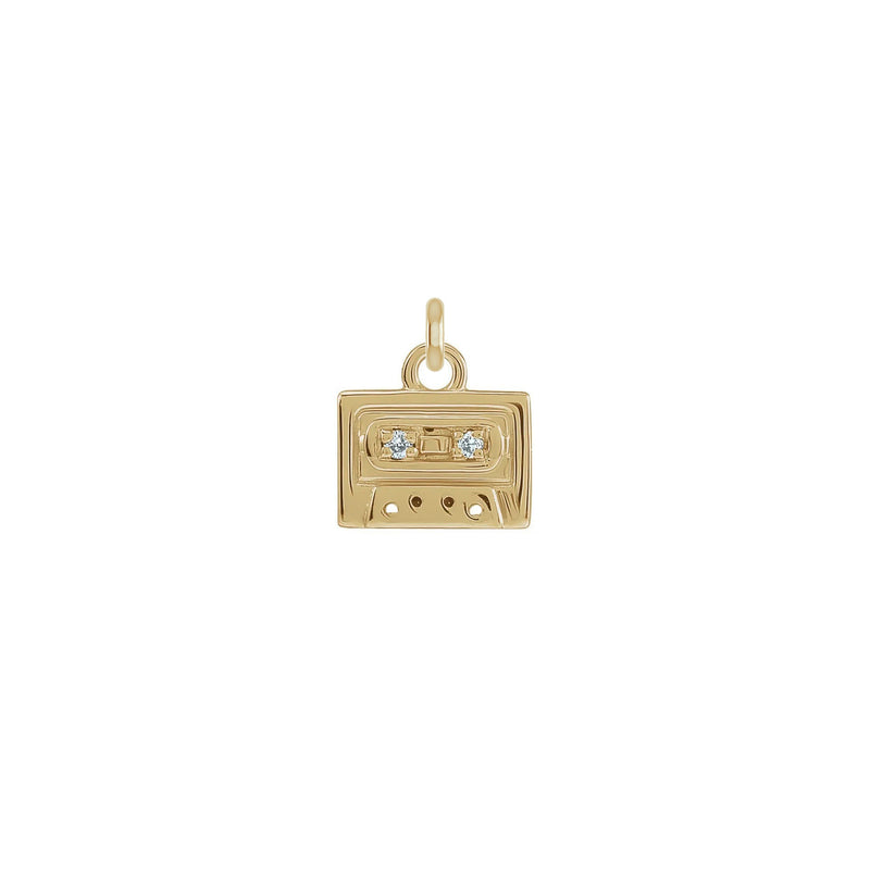 Diamond Radio Cassette Pendant (14K) front - Popular Jewelry - New York