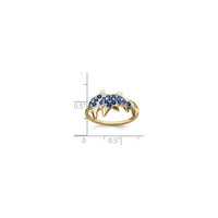 Diamond and Blue Sapphire Dolphin Couple Ring (14K) scale - Popular Jewelry - New York