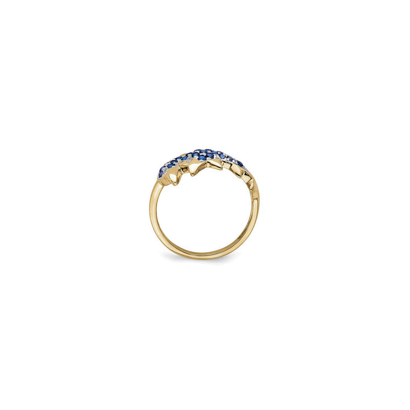 Diamond and Blue Sapphire Dolphin Couple Ring (14K) setting - Popular Jewelry - New York